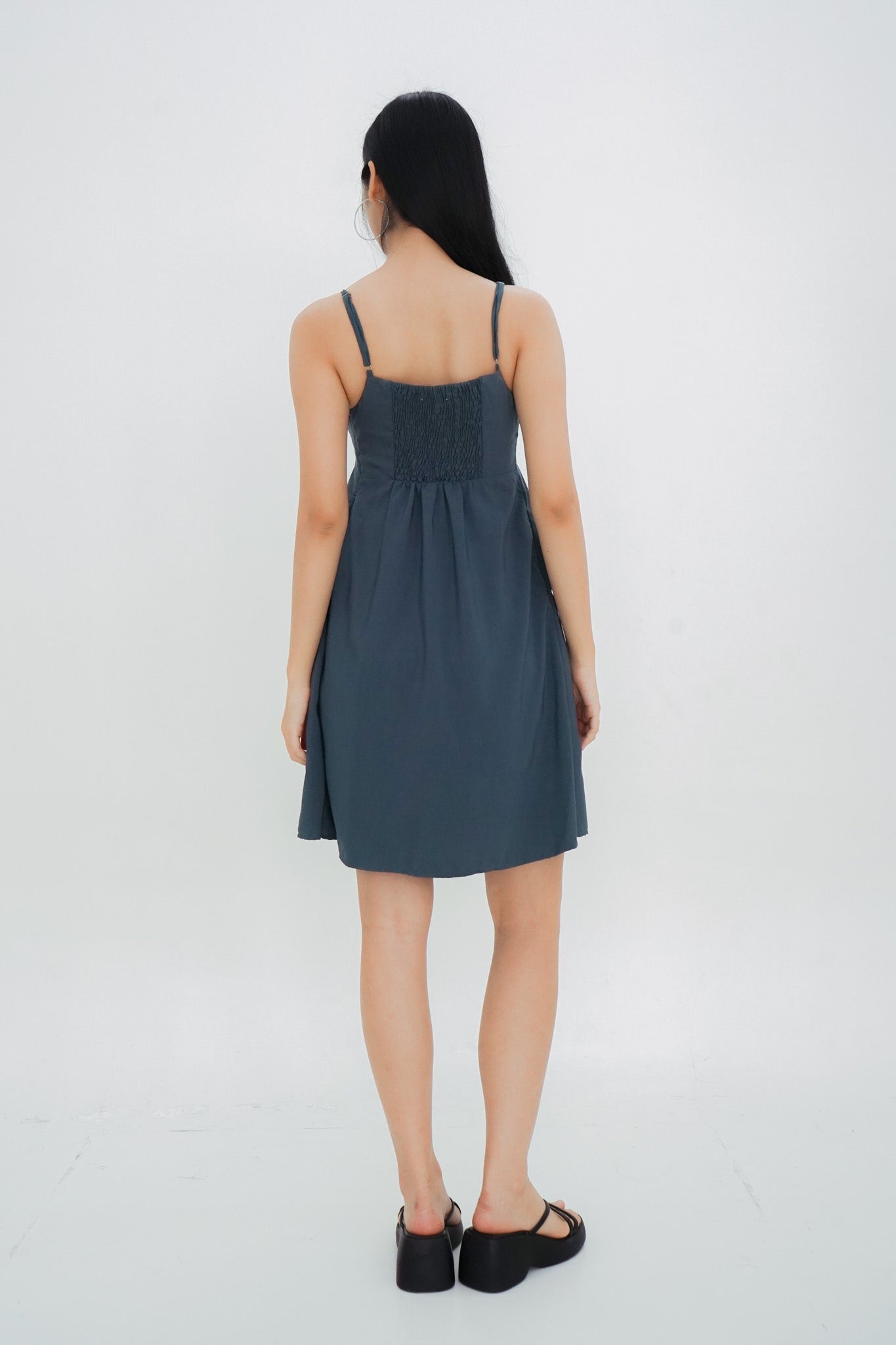 Ember Box Pleat Dress (Forest green)