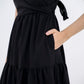 Aspen Overlap Tie Back Dress (Black)