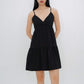 Aspen Overlap Tie Back Dress (Black)