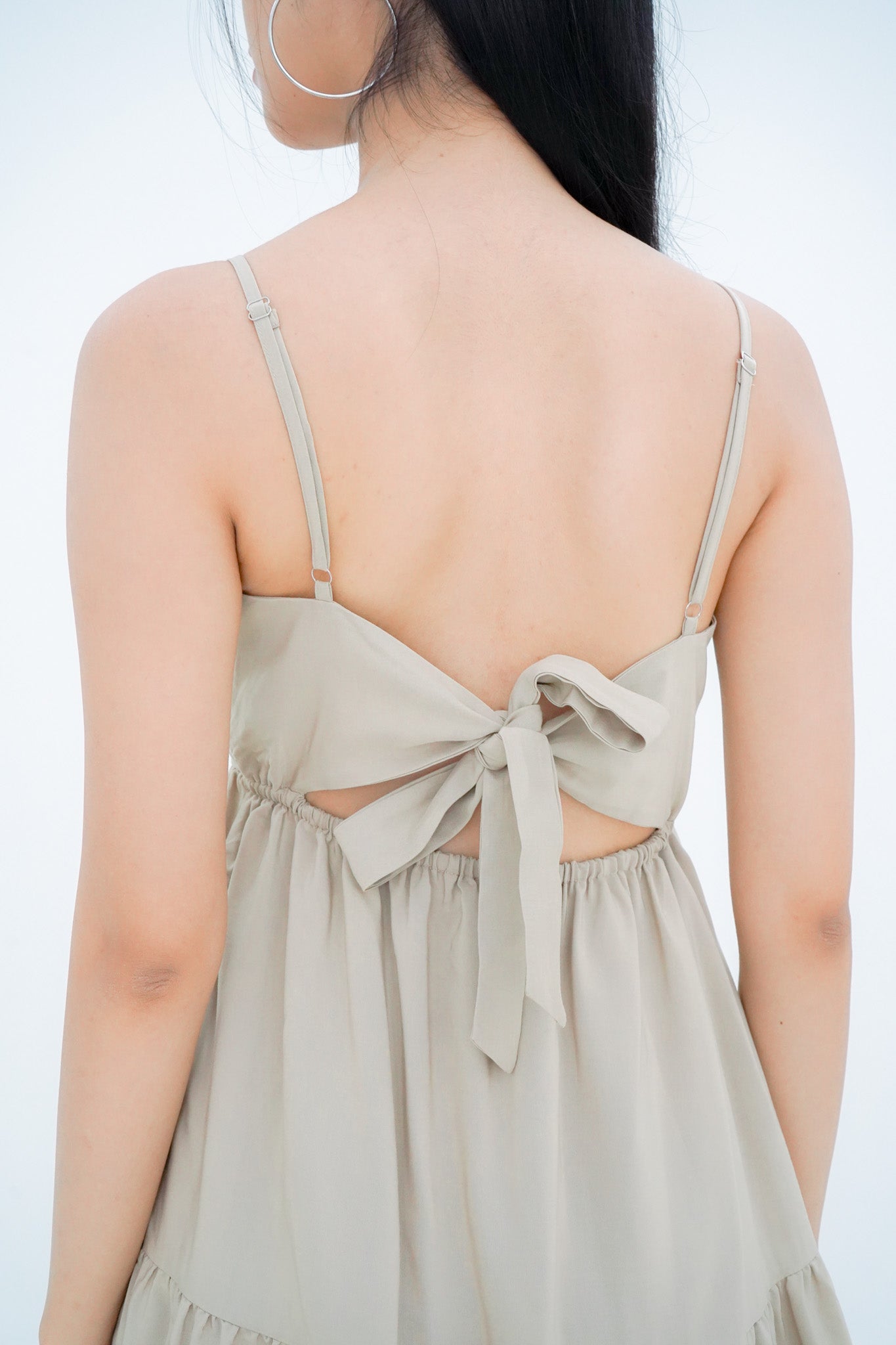 Aspen Overlap Tie Back Dress (Khaki)