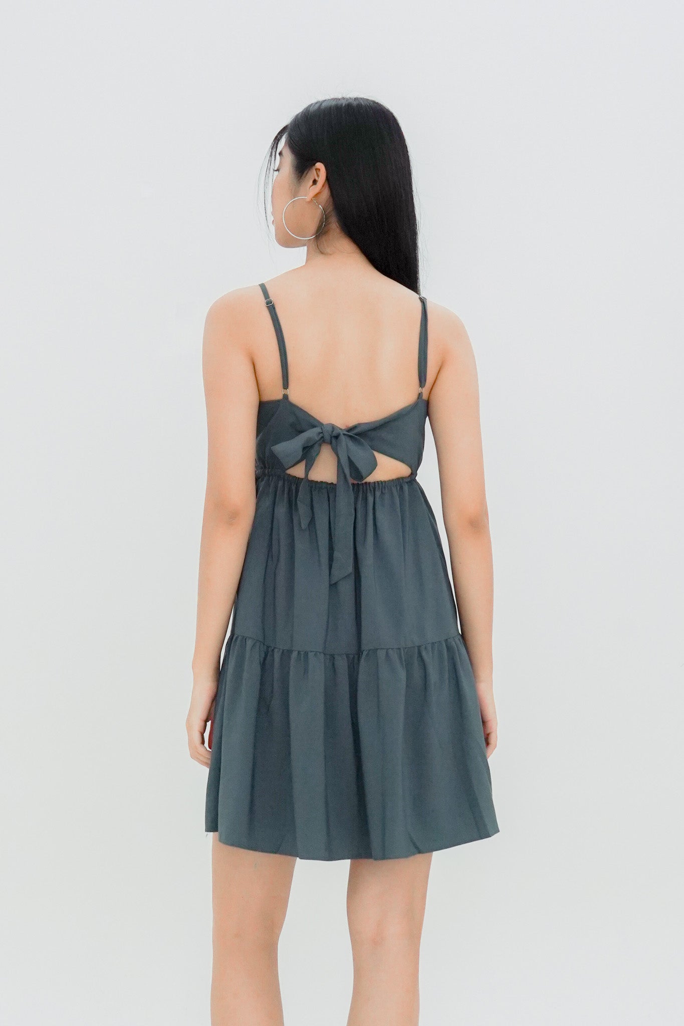 Aspen Overlap Tie Back Dress (Forest Green)