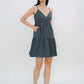 Aspen Overlap Tie Back Dress (Forest Green)