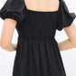 Dakota Padded Puff Sleeve Dress with Cut-out (Black)