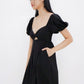 Dakota Padded Puff Sleeve Dress with Cut-out (Black)