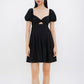 Dakota Padded Puff Sleeve Dress with Cut-out (Black)