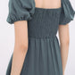 Dakota Padded Puff Sleeve Dress with Cut-out (Forest Green)