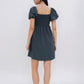 Dakota Padded Puff Sleeve Dress with Cut-out (Forest Green)