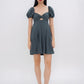 Dakota Padded Puff Sleeve Dress with Cut-out (Forest Green)