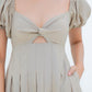 Dakota Padded Puff Sleeve Dress with Cut-out (Khaki)