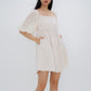 Sienna Half-sleeve Babydoll Dress (Cream)