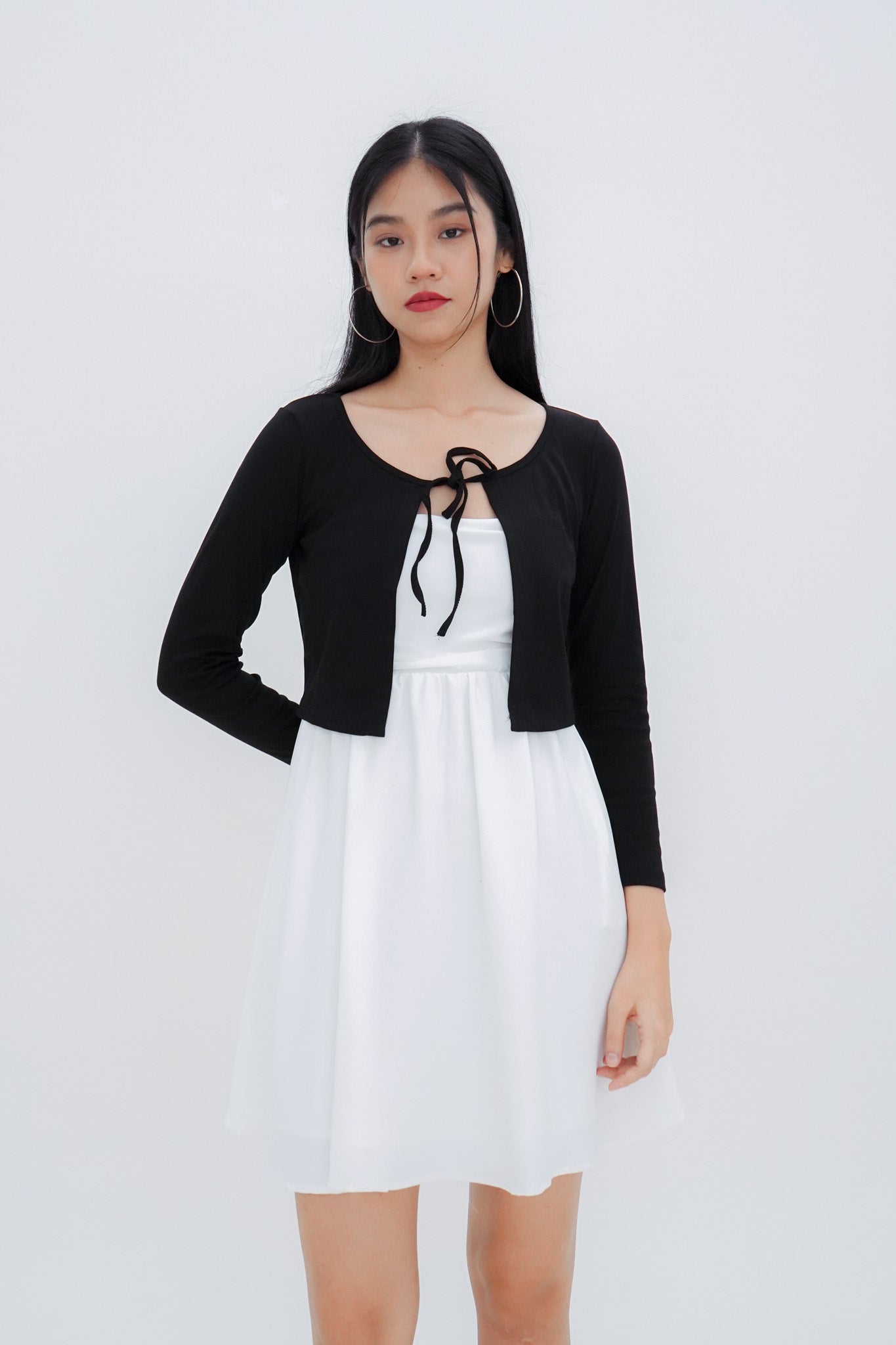 Ayla Tie Front Cardigan (Black)