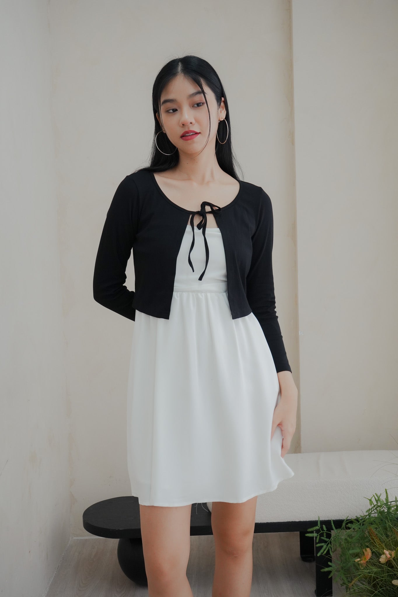 Ayla Tie Front Cardigan (Black)