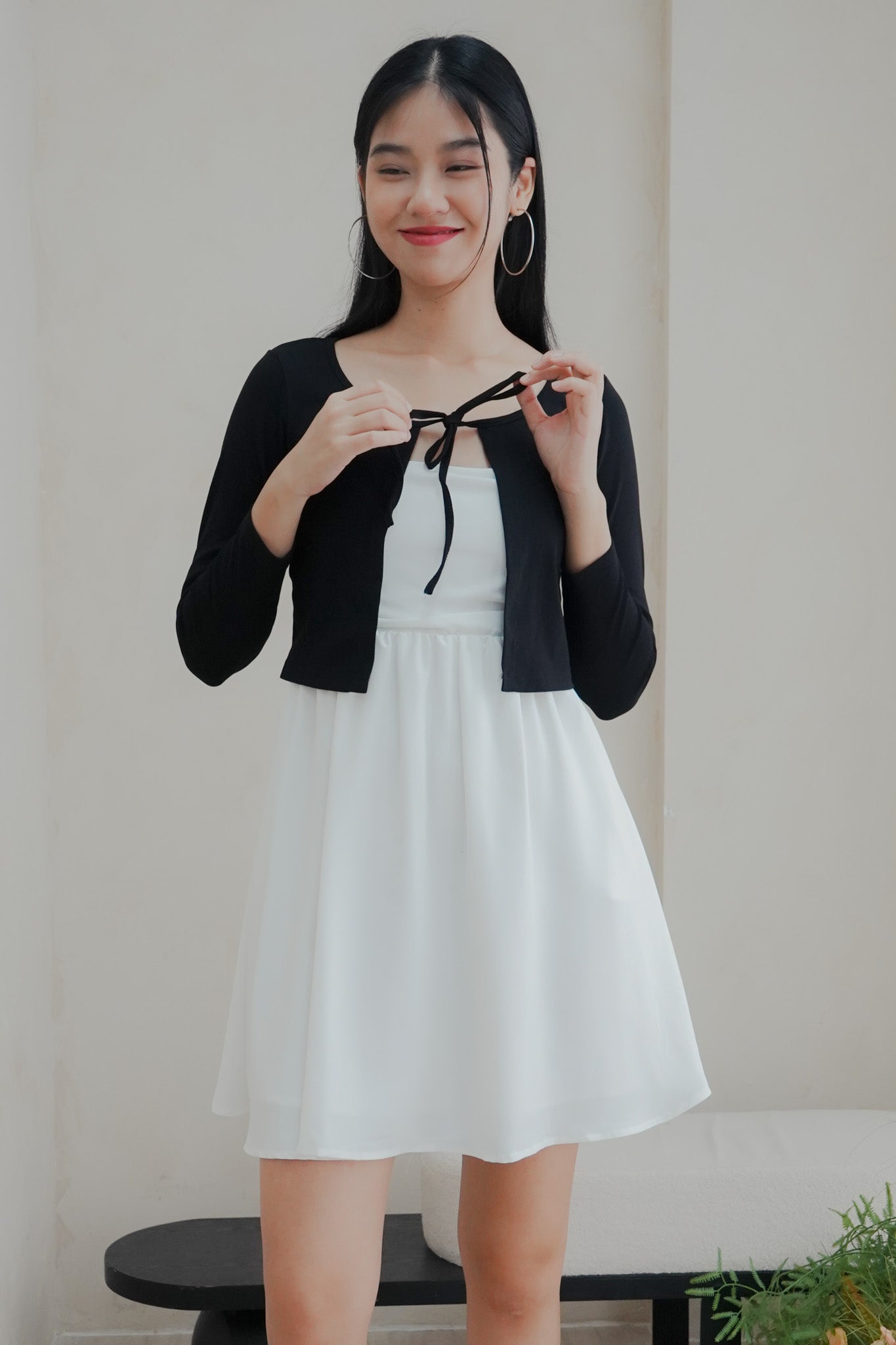 Ayla Tie Front Cardigan (Black)