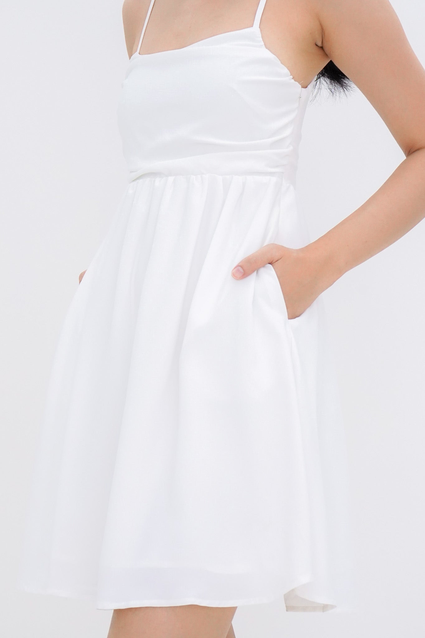 Maisie Ruched Bust Dress (White)