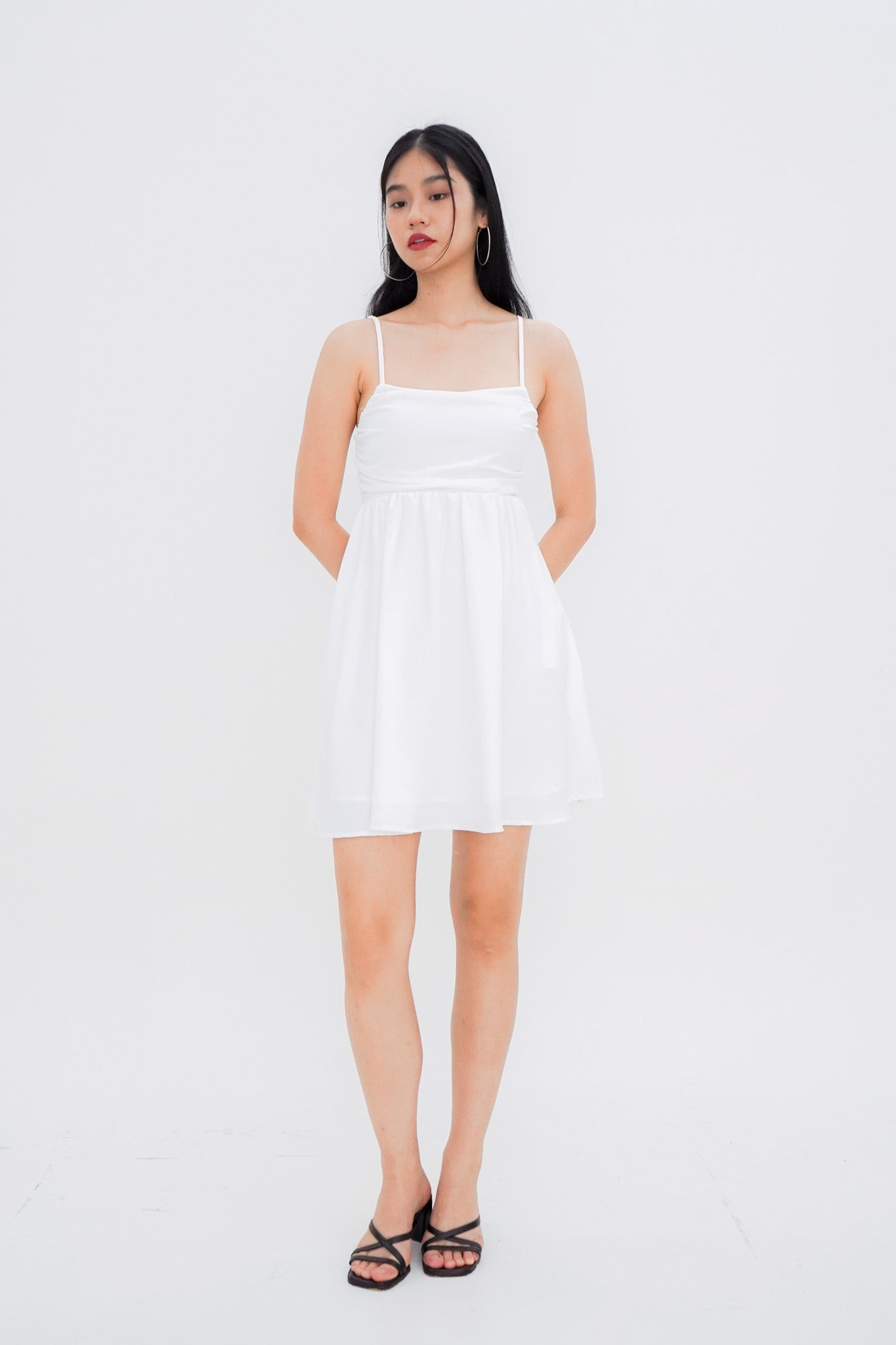 Maisie Ruched Bust Dress (White)