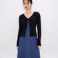 Gracia Pointelle Knit Cardigan (Black)