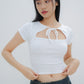 Mei Tie Neck Ruched Top (White)