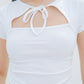 Mei Tie Neck Ruched Top (White)