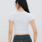 Mei Tie Neck Ruched Top (White)