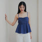 Emi Pleated Babydoll Top (Navy)