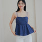 Emi Pleated Babydoll Top (Navy)