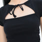 Mei Tie Neck Ruched Top (Black)