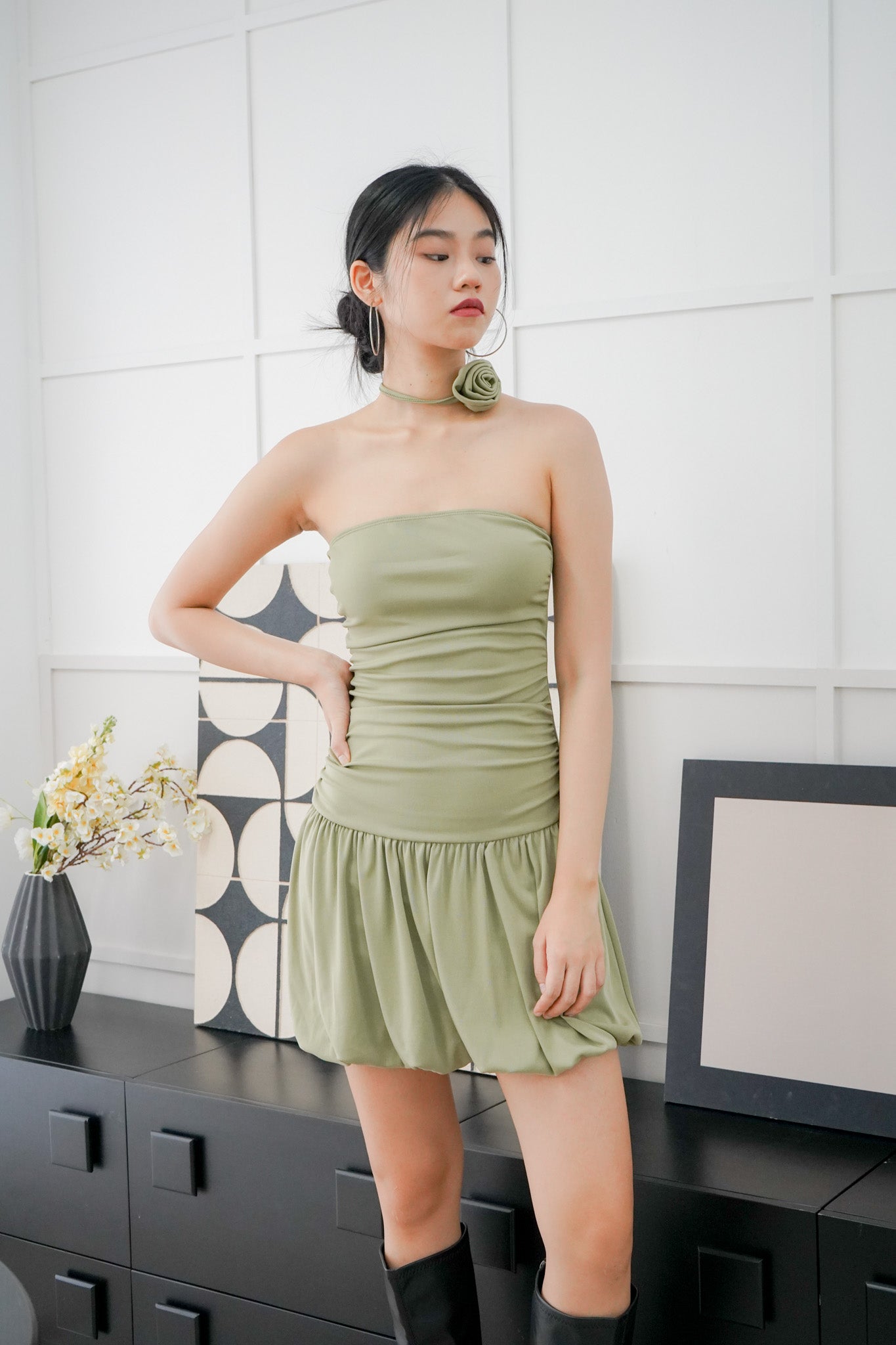 Caro mini tube dress (Olive)