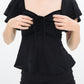 Aria Flutter Sweetheart Top (Black)