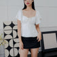 Aria Flutter Sweetheart Top (White)