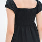 Gia Smocked Puffed Cap-Sleeve Top (Black)