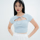 Mei Tie Neck Ruched Top (Greyish Blue)