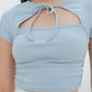 Mei Tie Neck Ruched Top (Greyish Blue)