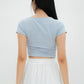 Mei Tie Neck Ruched Top (Greyish Blue)