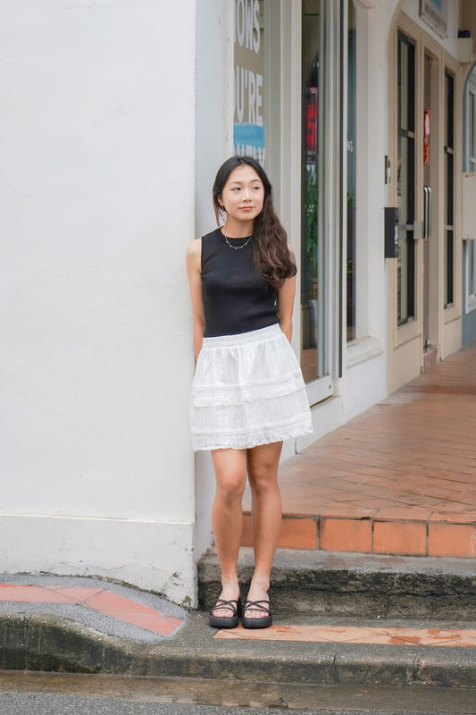 Zenta A-line Mini Skirt (White)