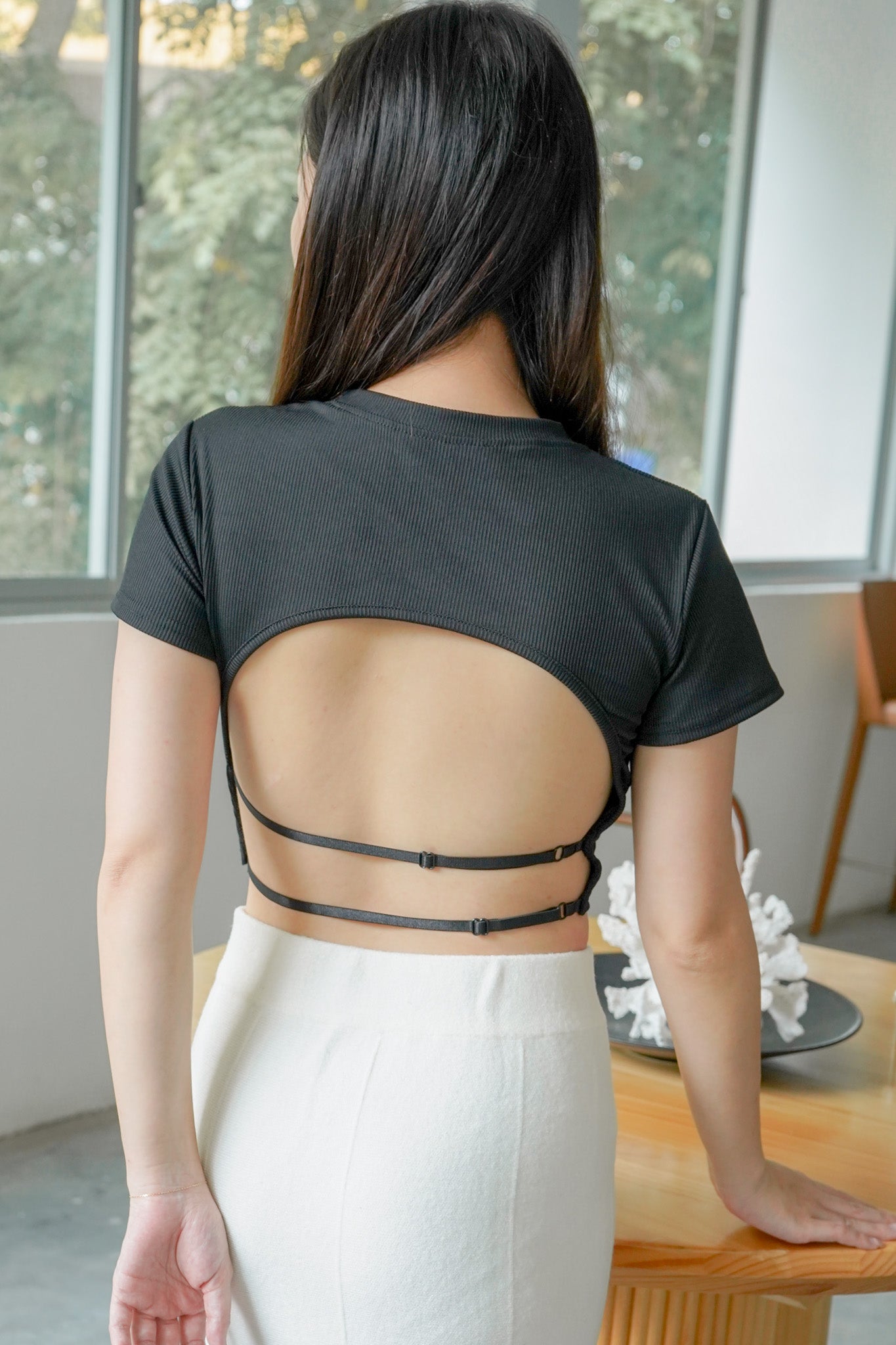 Minnie Black Backless top (with adjustable back strap)