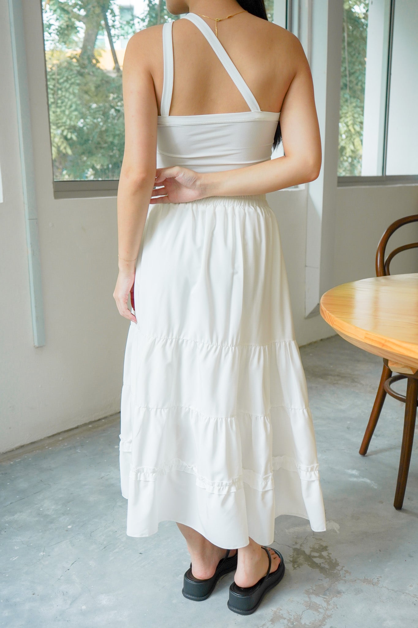 Tien Tiered Maxi Skirt (White)