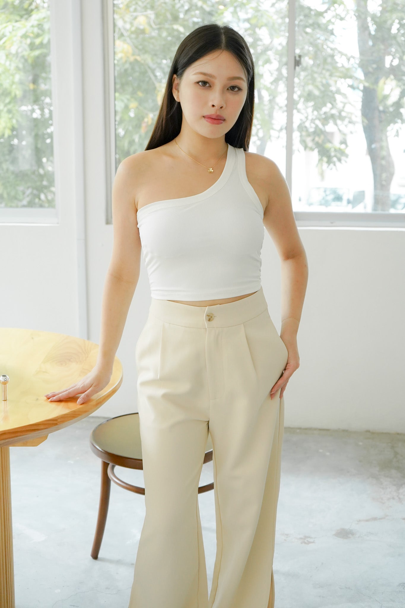 Cressida Asymmetrical Padded Top (White)