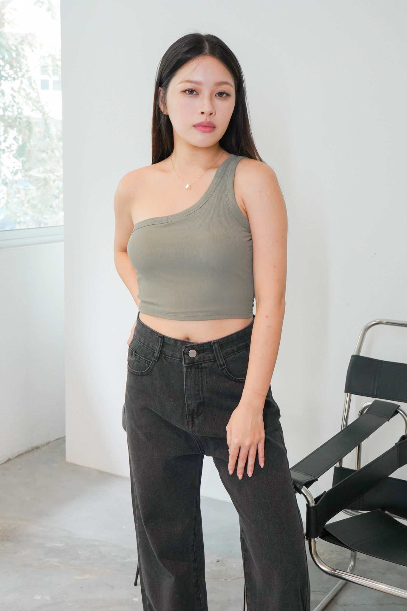 Cressida Asymmetrical Padded Top (Forest)
