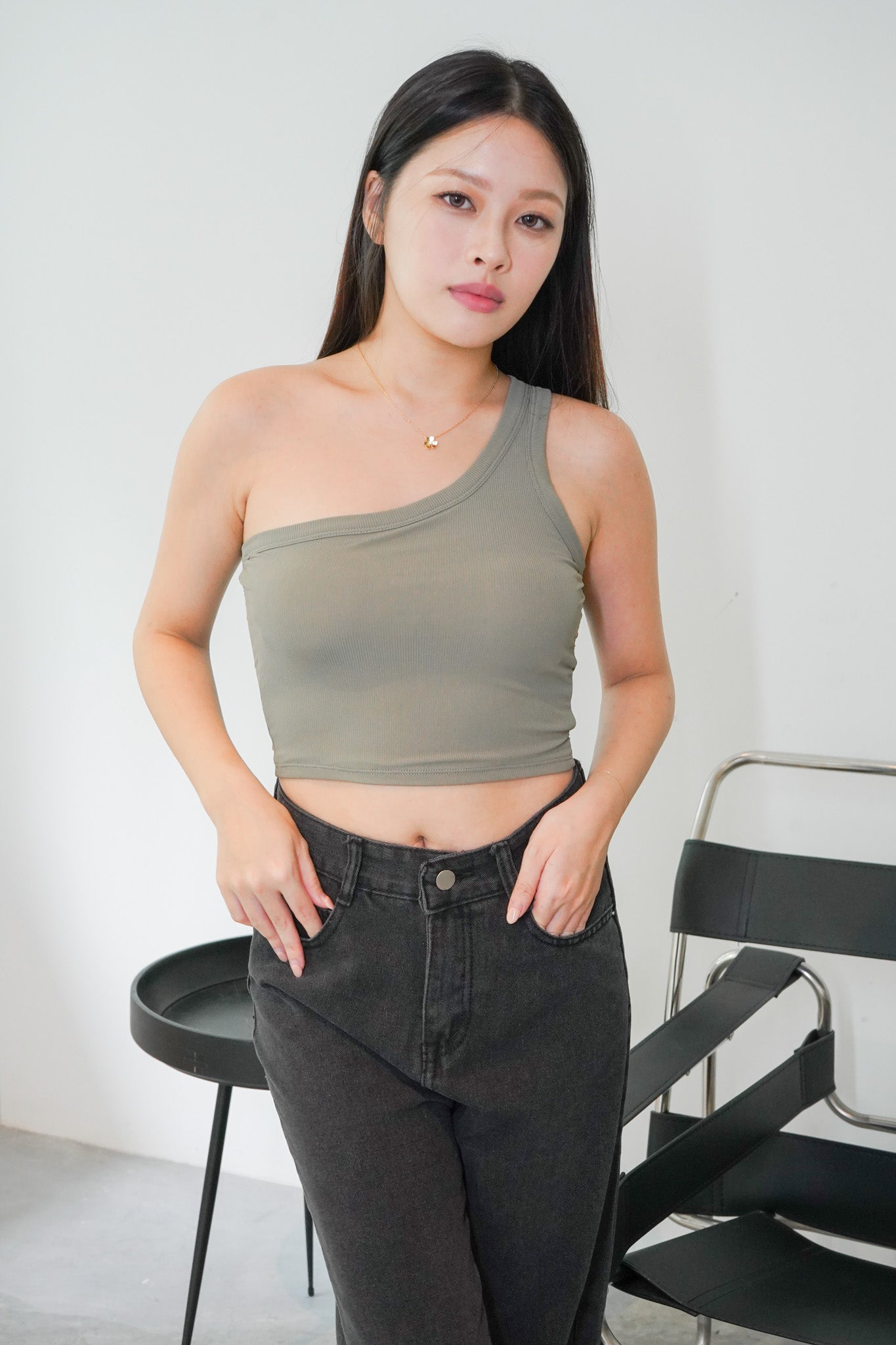 Cressida Asymmetrical Padded Top (Forest)