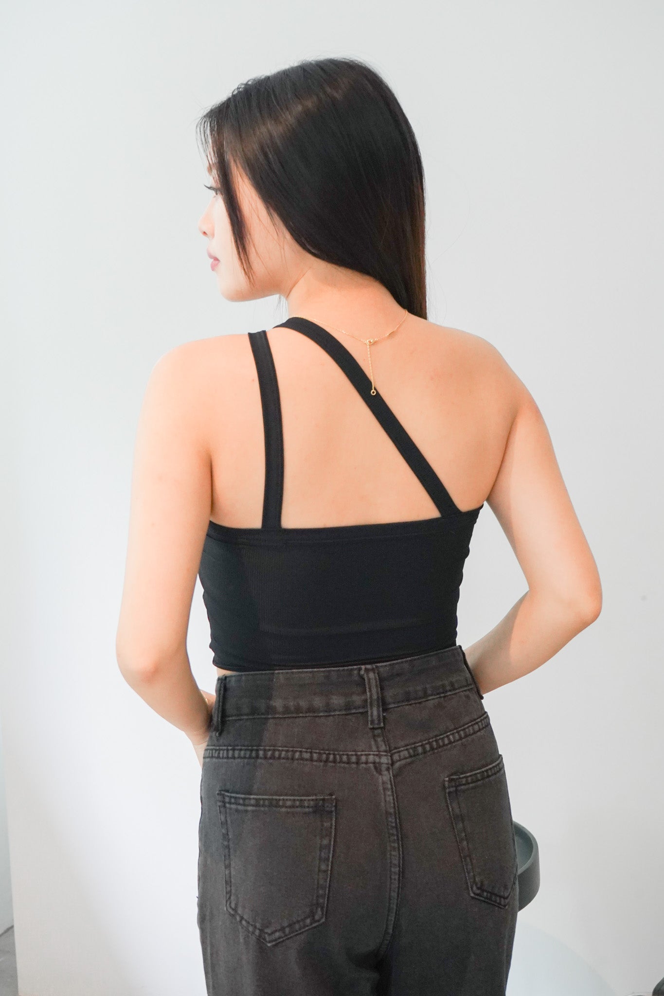 Cressida Asymmetrical Padded Top (Black)