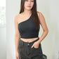 Cressida Asymmetrical Padded Top (Black)