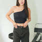 Cressida Asymmetrical Padded Top (Black)