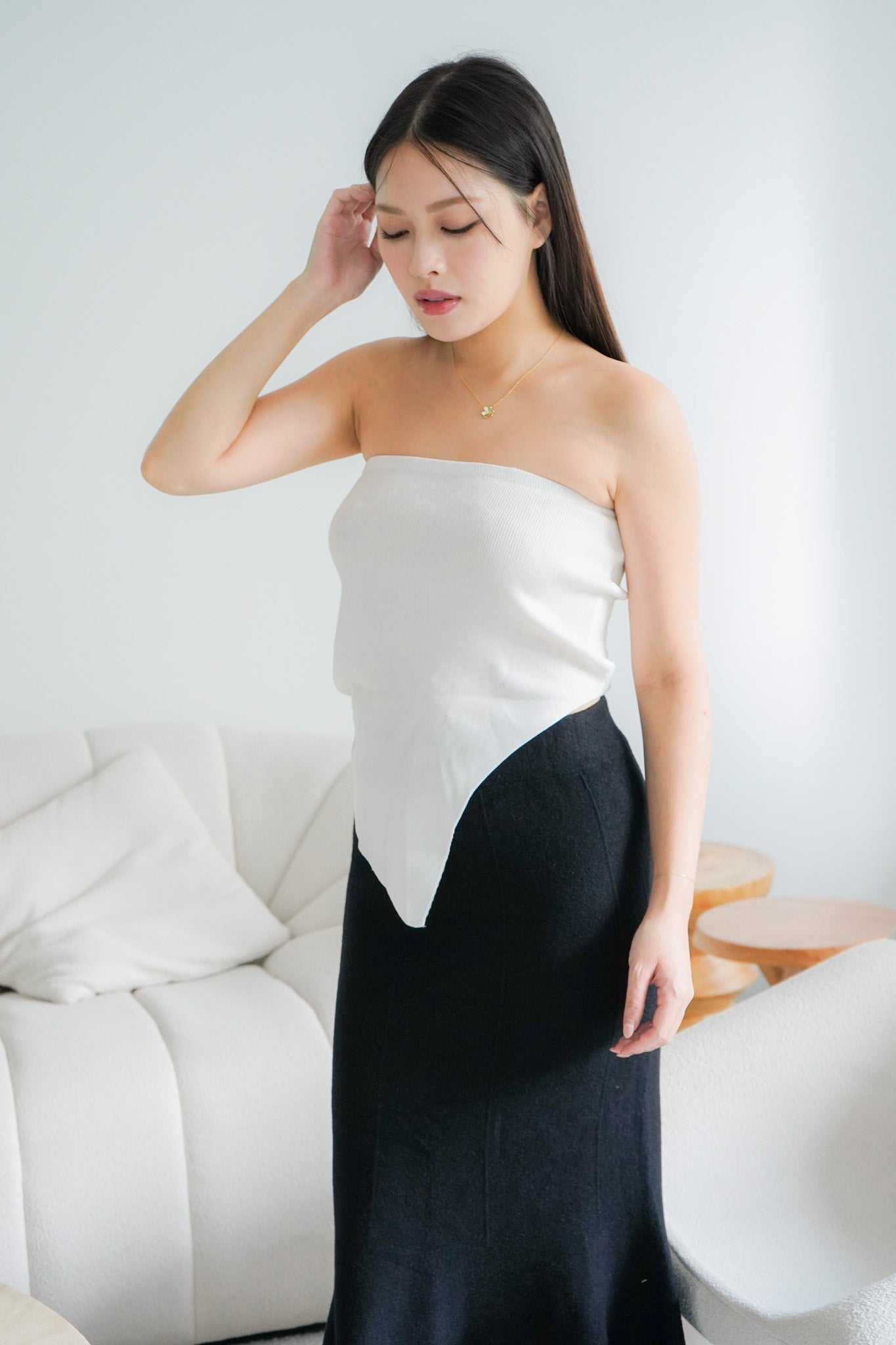 Nadine Knitted Tube Top (White)