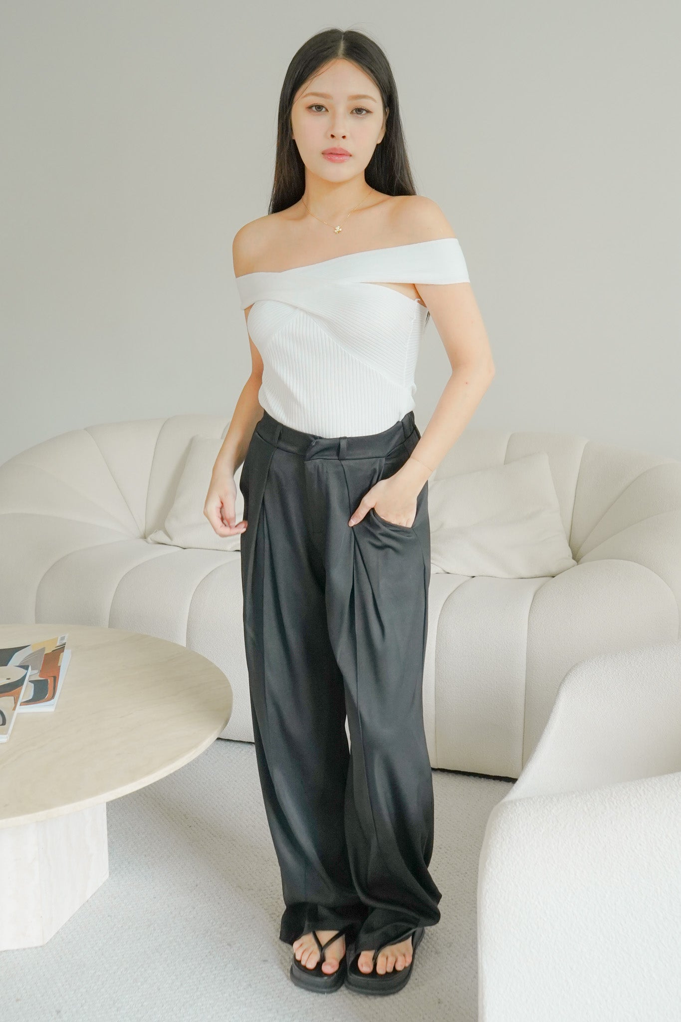 Lone Tailored Wide Leg Pants (Black)