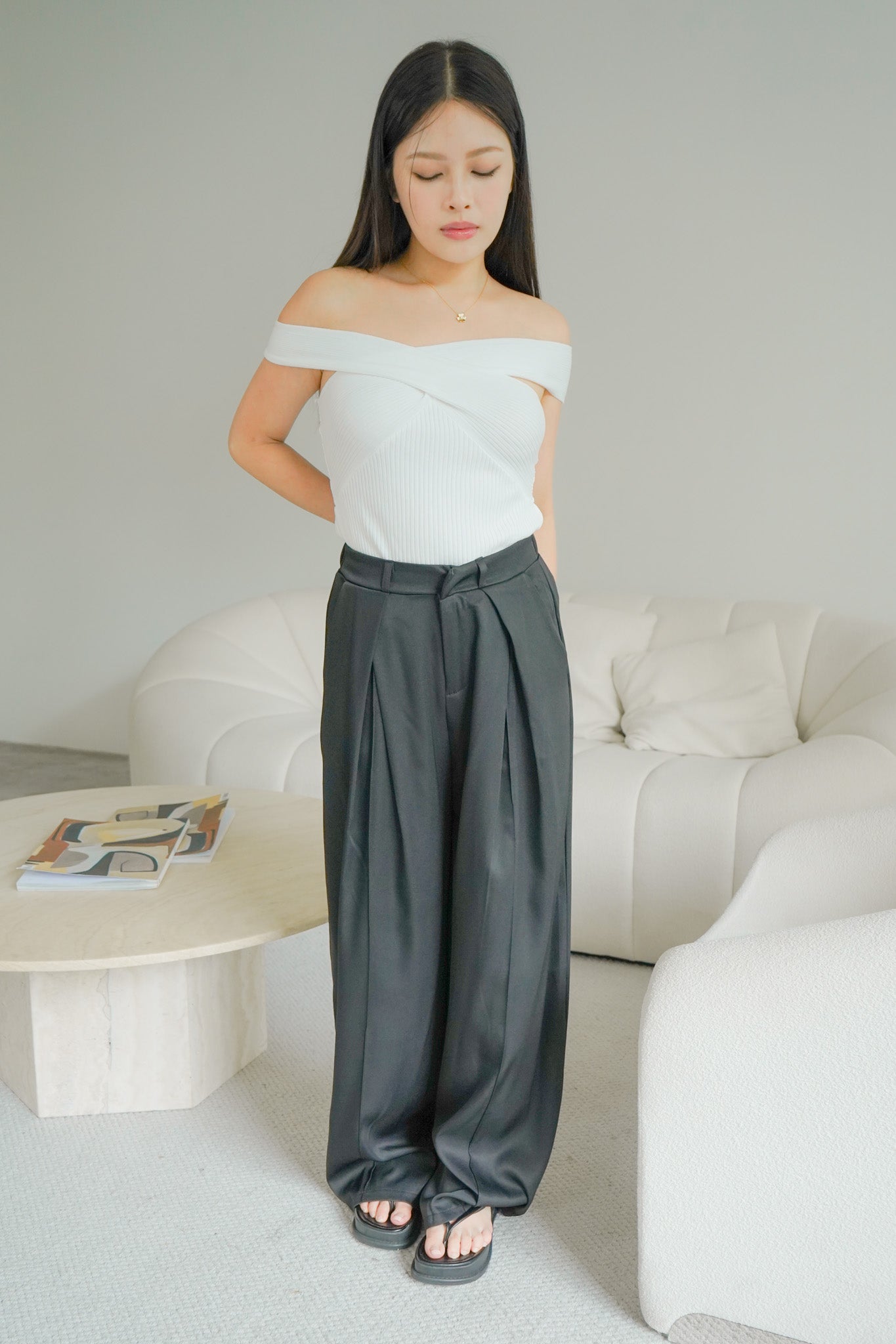 Lone Tailored Wide Leg Pants (Black)