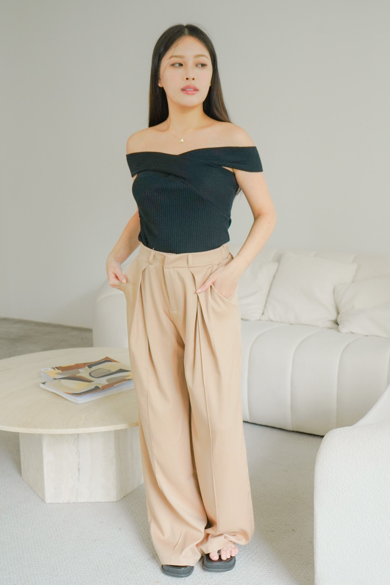 Lone Tailored Wide Leg Pants (Fawn)