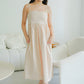 Alora Linen Maxi Dress with Adjustable Straps (Almond Pink)