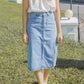 Layla Midi Denim Pencil skirt (mineral wash)