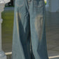 Zoe vintage wash denim wide-cut jeans
