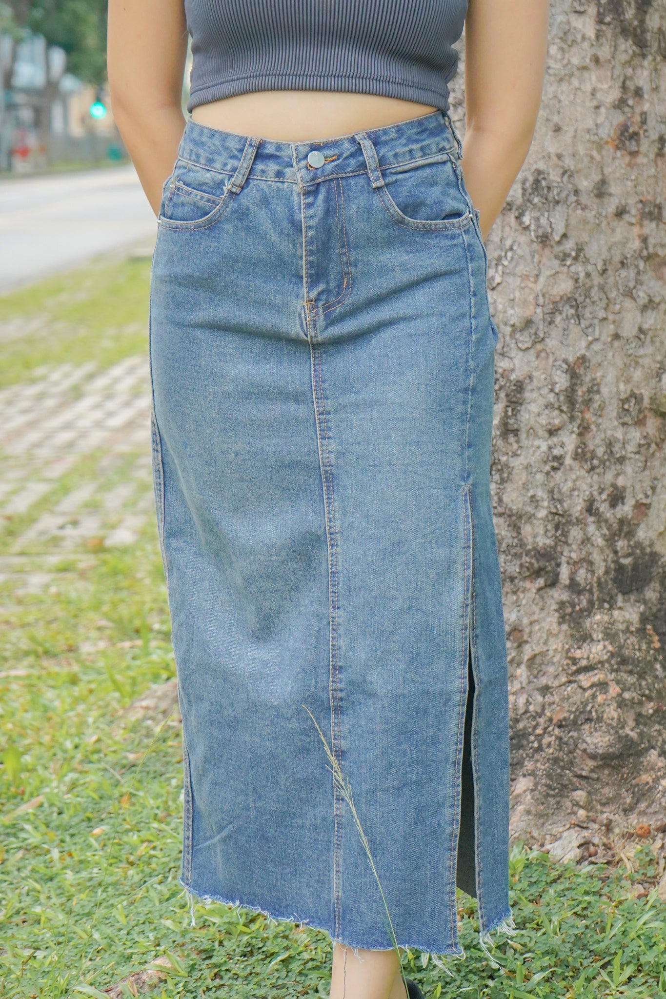 Grace Midi Denim Skirt